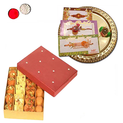 "Rakhi with Pooja Thali - code RPT012 - Click here to View more details about this Product